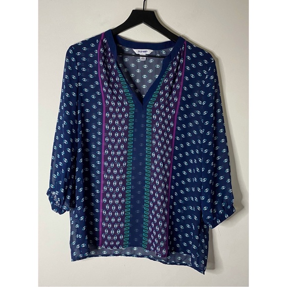 Old Navy Modern Boho Printed Peasant Blouse Size L - Picture 2 of 7